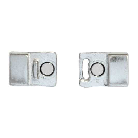 10mm Flat Magnetic Clasp With Tab / zinc alloy with a bright silver finish / ID 10 x 2mm / clasp for 10mm flat leather cord