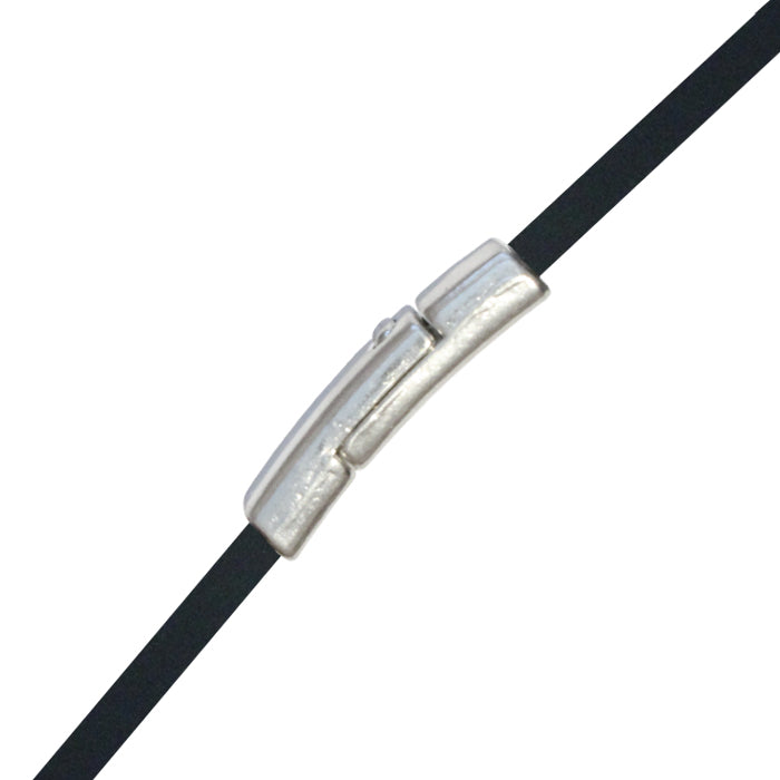 10mm Flat Magnetic Clasp With Tab / zinc alloy with a bright silver finish / ID 10 x 2mm / clasp for 10mm flat leather cord
