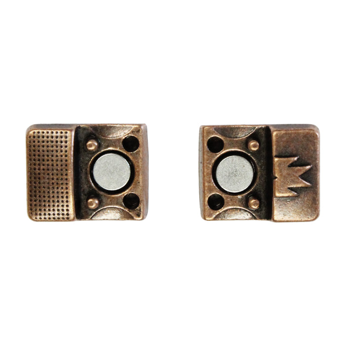 10mm Aztec Flat Magnetic Clasp / zinc alloy with antique copper finish / ID 10 x 2mm / clasp for 10mm flat leather cord