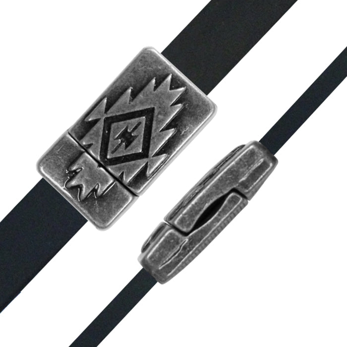 10mm Aztec Flat Magnetic Clasp / zinc alloy with a gunmetal black finish / ID 10 x 2mm / clasp for 10mm flat leather cord