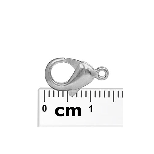 14mm Lobster Clasp / 10 Pack / plated zinc with a bright rhodium finish