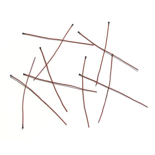 Antique Copper Head Pins / 100 Pack / 2 Inches long (50mm) / 24 GA (Gauge) / 1.25mm Dia Head
