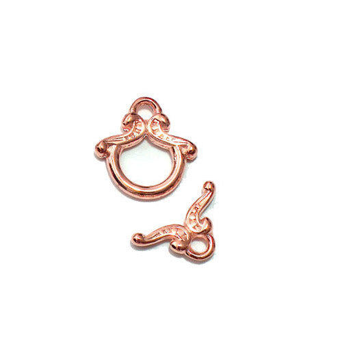 Light Copper Twin Curl Toggle Clasp / 10 Pack / 12 long ring with 12mm wide bar