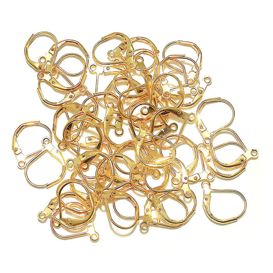 Gold Plate Leverback Earwires / 50 pcs (25 pairs) / these ear wires have an open loop for adding charms or pendants