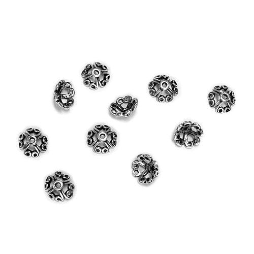 ANTIQUE SILVER Open Spiral Bead Caps / 12mm diameter (OD) with a depth of 6mm and a 1.5mm thread hole