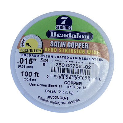 Beadalon 7 Strand Bead Stringing Wire / 100 ft roll (31 m) / Satin Copper / Nylon Coated
