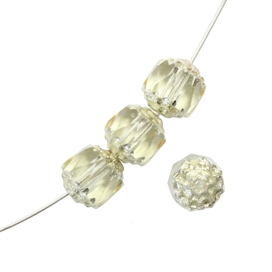 8mm Jonquil Yellow Lantern Beads / Silver Coated Ends / 25 Bead Pack