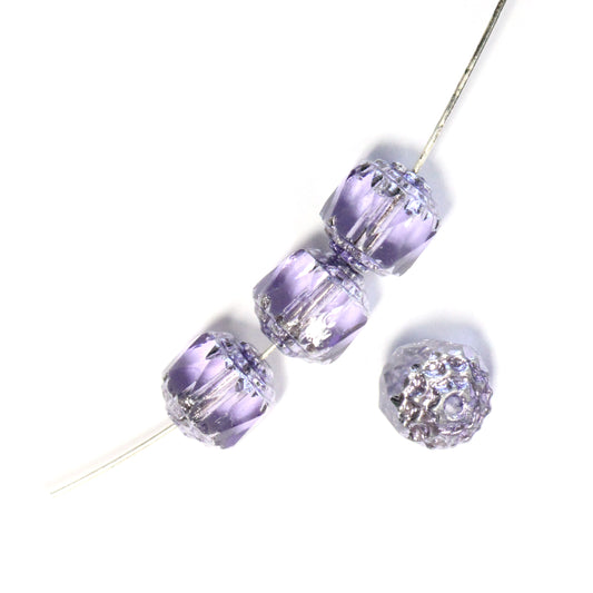 8mm Alexandrite Lantern Beads / Silver Coated Ends / 25 Bead Pack