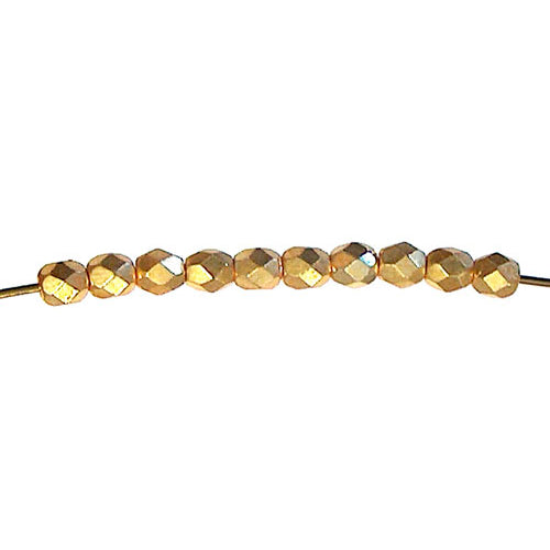 Bright Gold Faceted Round Fire Polished Beads