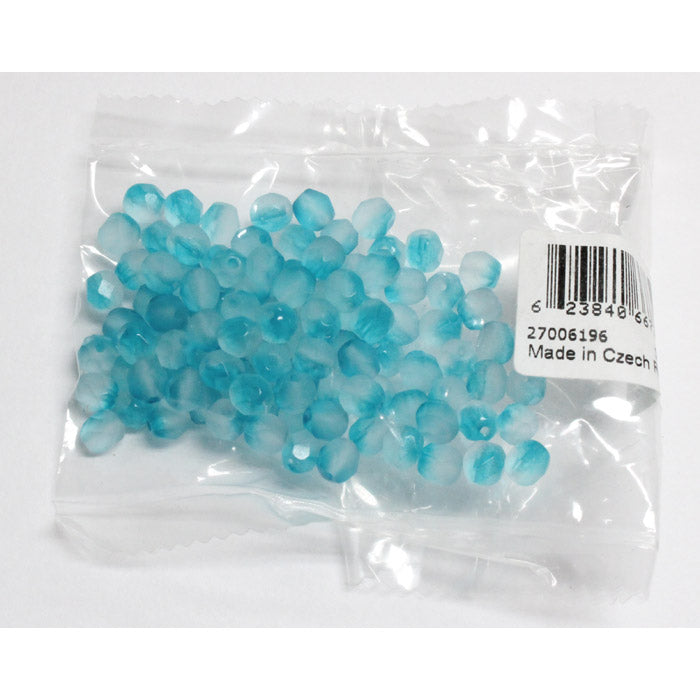 6mm Teal Blue Fire and Ice Beads / 100 Bead Pack / faceted round fire polished / Czech glass