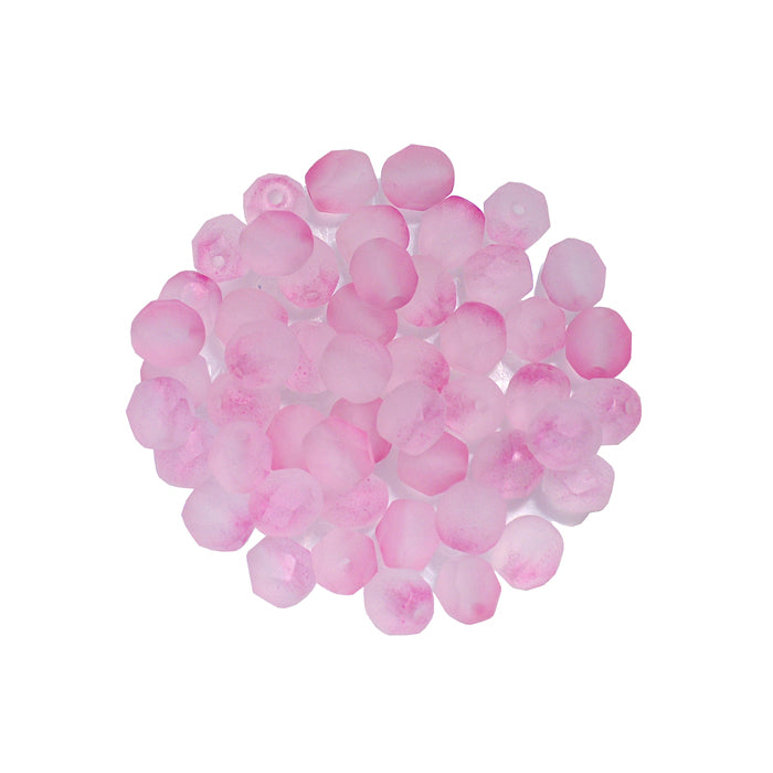 6mm Bright Pink Fire and Ice Beads / 100 Bead Pack / faceted round fire polished / Czech glass