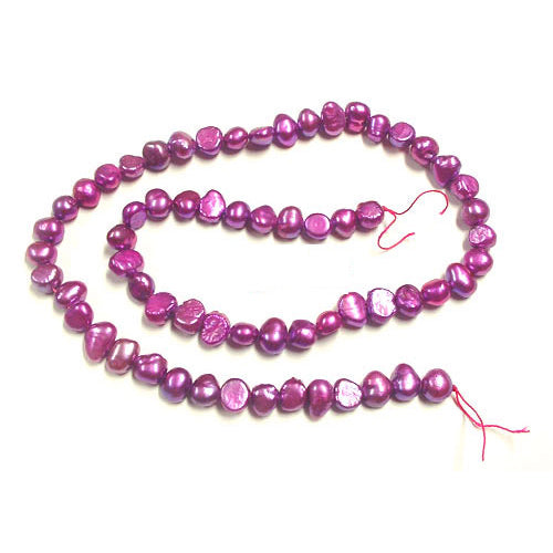 PURPLE Pearl Beads / 16 Inch Strand / 6-7mm freshwater / irregular shaped (flat one side) pearls