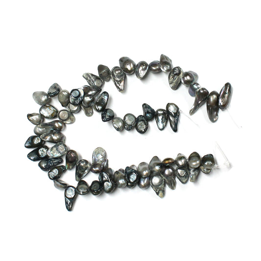 10mm Grey Mussel Shape Freshwater Pearl Beads / 16 Inch Strand