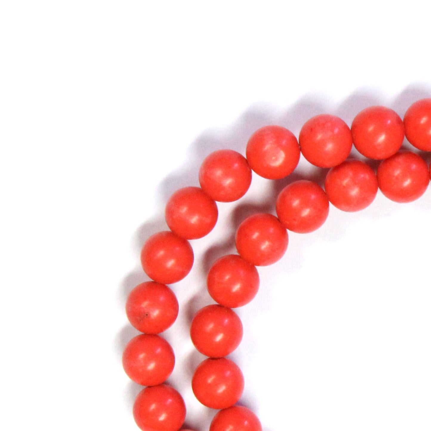 RED CORAL 6mm Round Beads / 16 Inch strand / man-made permanently dyed coral beads