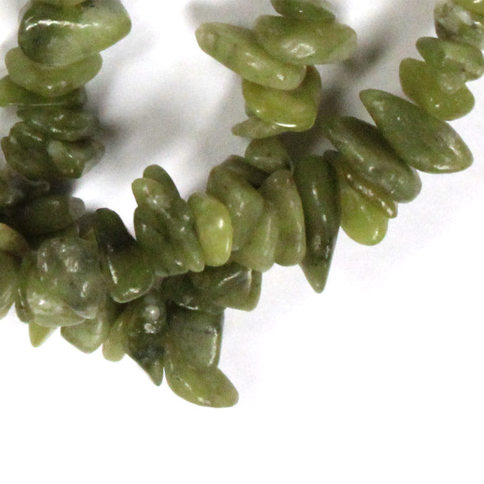 Nephrite Jade Chip Beads / 16 Inch strand / 5-12 chips / natural opaque stone