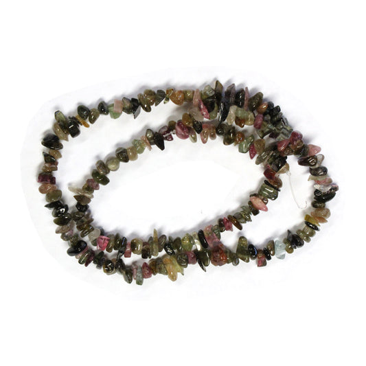 Watermelon Tourmaline Chip Beads / 16 Inch strand / 4-8mm chips / natural translucent glossy polished stone