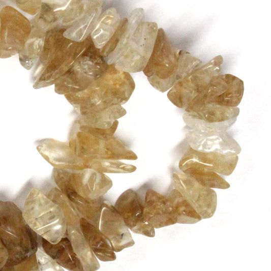 Rutilated Quartz Chip Beads / 16 Inch strand / 6-10mm chips / natural translucent stone