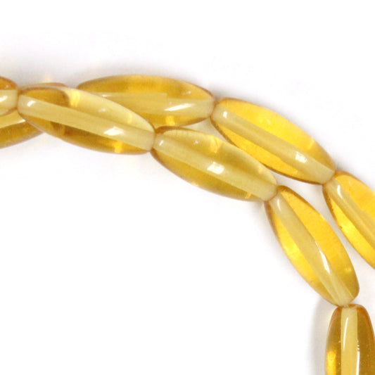 6x16mm Yellow Topaz Rice Beads / 16 Inch Strand / semi-precious man-made transparent stone