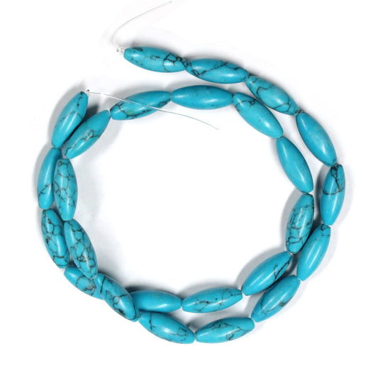 6x16mm Turquoise Rice Beads / 16 Inch Strand / semi-precious man-made opaque stone