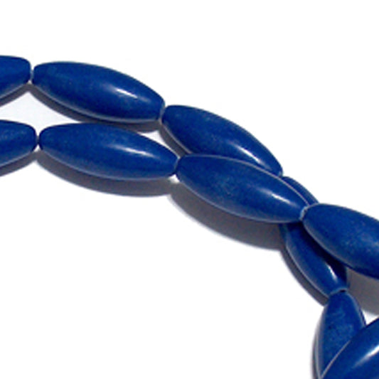 6x16mm Blue Lapis Rice Beads / 16 Inch Strand / semi-precious man-made opaque stone