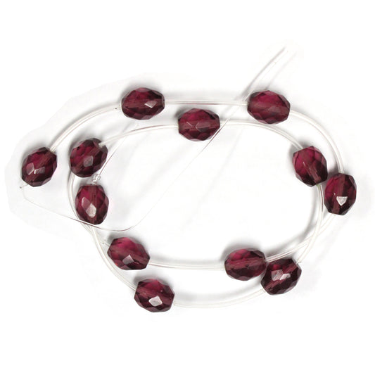 Purple Amethyst Faceted Oval Beads / 12 Bead Strand / 12x10mm / man-made translucent stone