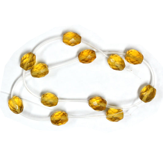 Yellow Topaz Faceted Oval Bead / 12 x 10mm / 12 Bead Strand / man-made