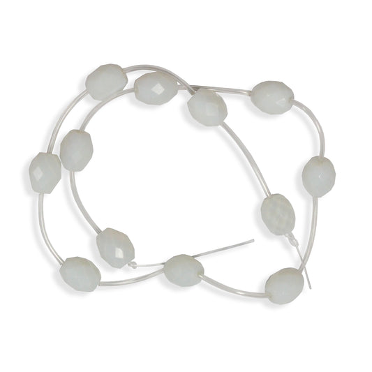 Moonstone Faceted Oval Beads / 12 Bead Strand / 12x10mm / man-made translucent stone