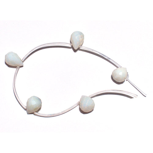 Moonstone Faceted Teardrop / 12 x 10mm / man-made semi-translucent stone bead