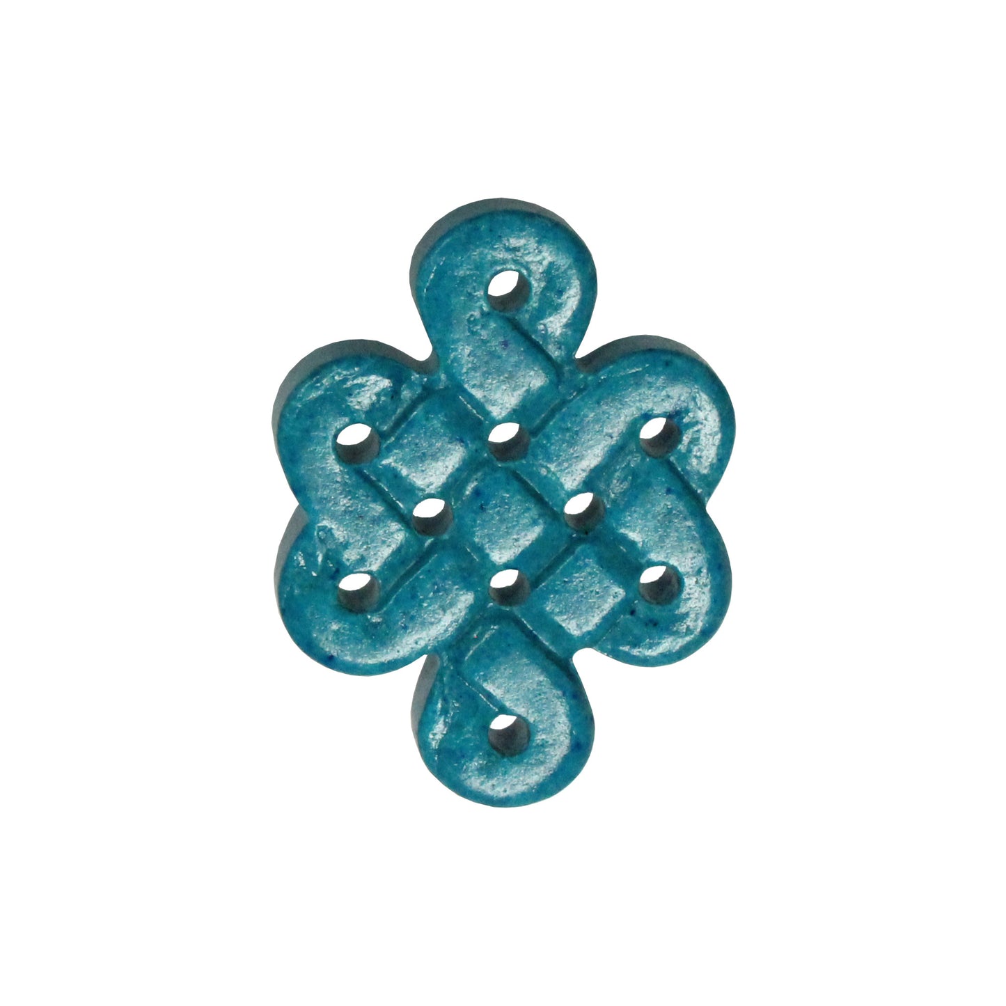 Eternity Knot Pendant / dyed chalk blue green turquoise / 36mm (High) x 27mm (Wide) x 6mm (Thk)
