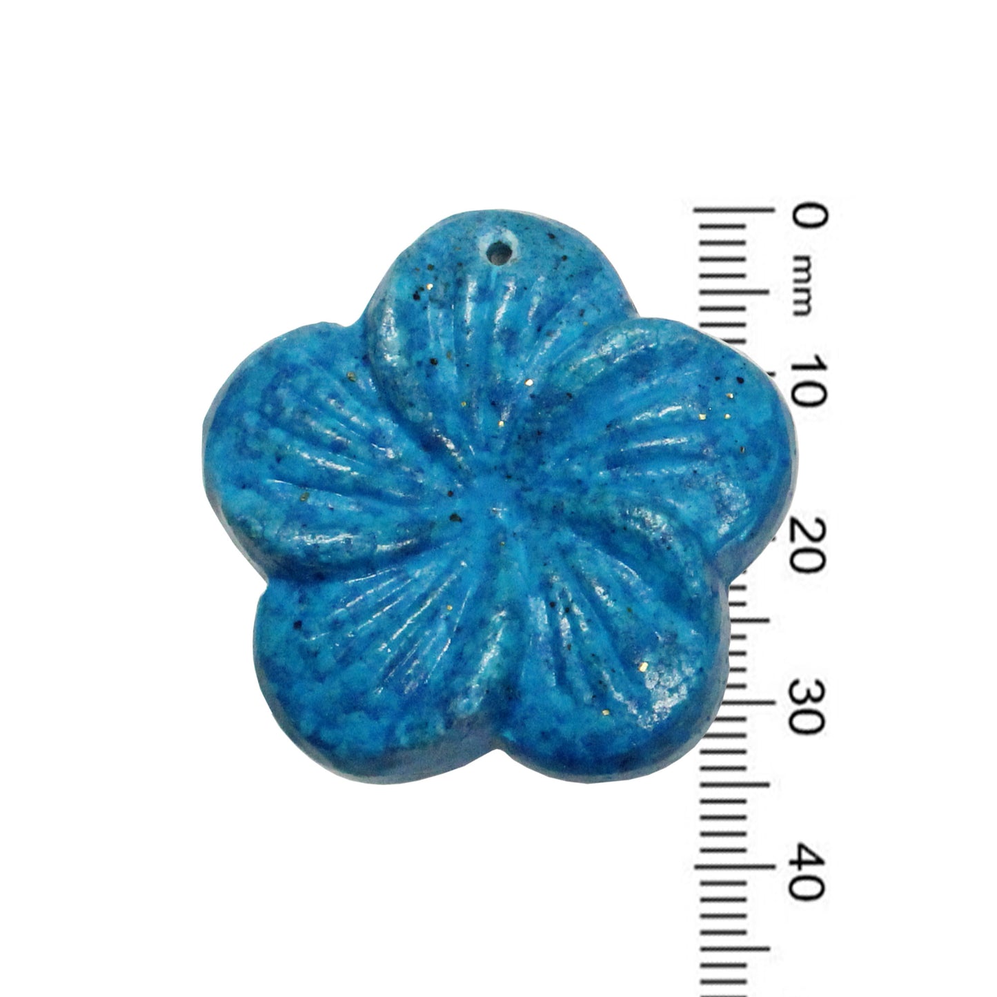 Flower Pendant / dyed chalk blue turquoise / 35mm Dia x 8mm Thk / top drilled front to back