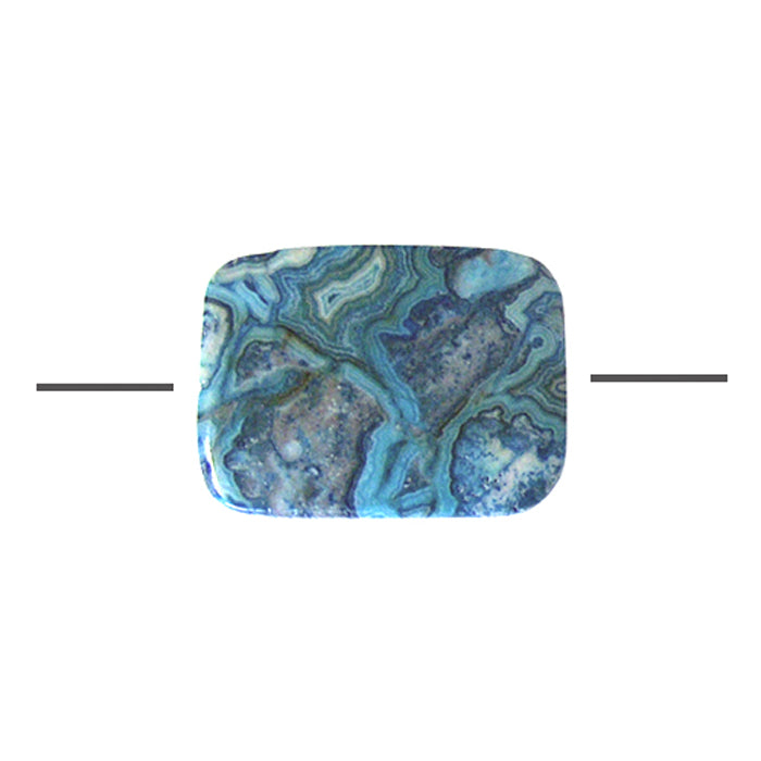 Blue Crazy Lace Agate Rectangle Beads / 5 Bead Strand / 40x30x6mm / smooth polished dyed natural stone focal bead