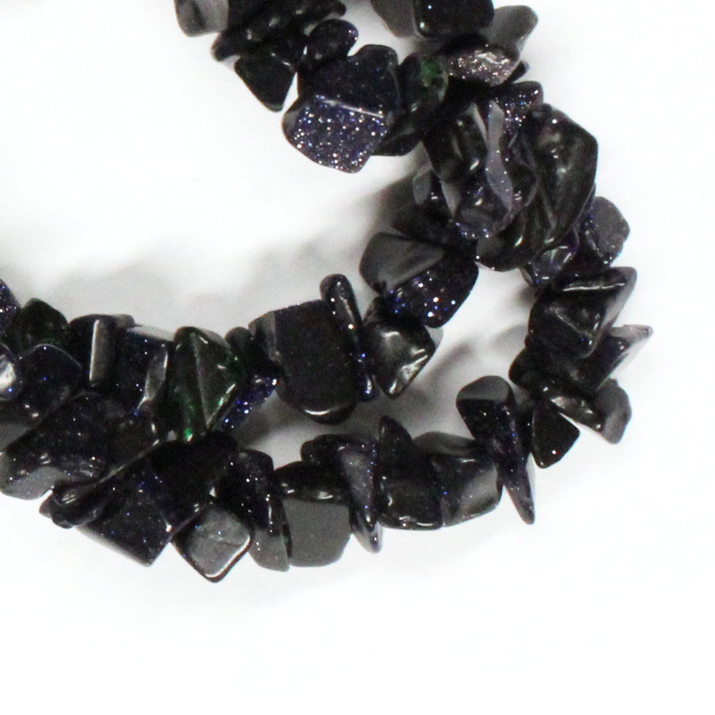 Blue Sand Stone Chip Beads / 16 Inch strand / 5-10mm chips / color coated / opaque glossy polished stone