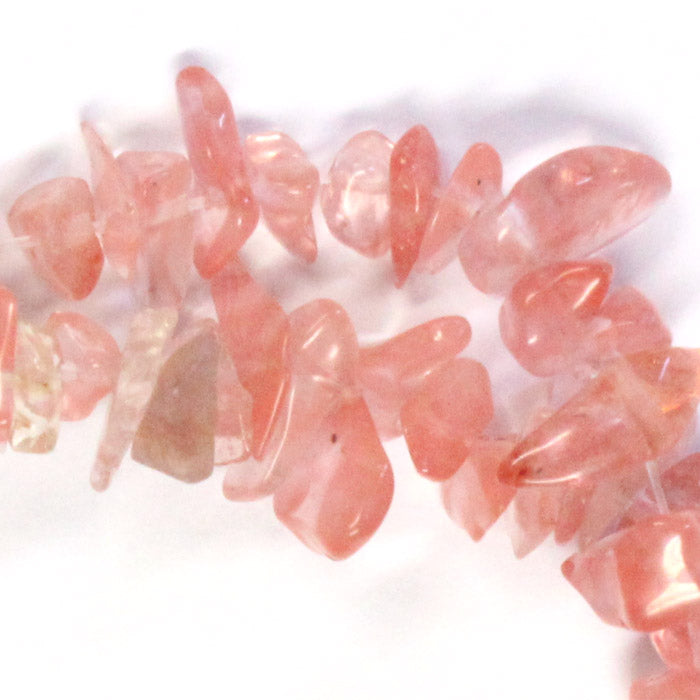 CHERRY QUARTZ Chip Beads / 16 inch strand / translucent man-made stone