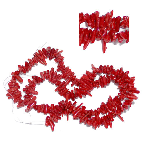 BAMBOO CORAL Stick Chip Beads / 16 Inch strand / spike stick red cupolini branch coral