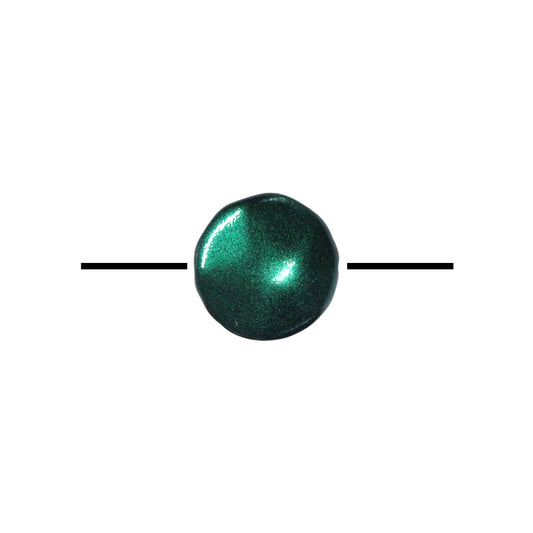 METALLIC GREEN Glass Coin Bead