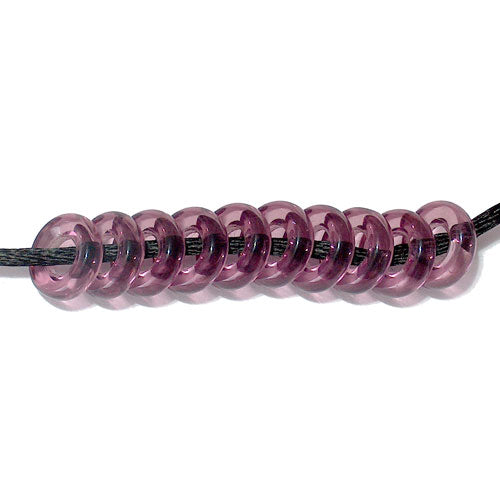 9mm Amethyst Purple Glass Rings / 100 Bead Pack / transparent large hole / cheerio donut spacer beads