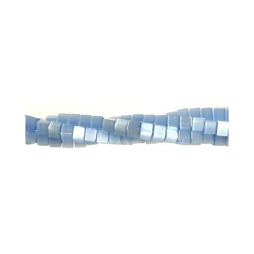 4mm Light Blue Cube Fiber Optic Beads / 16 Inch Strand / special effect cat's eye jewelry beads