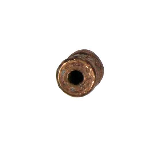 Patterned Tube Cylinder Bead Antique Copper / 9mm long x 6mm diameter / with a wire-like curved adornment around the center