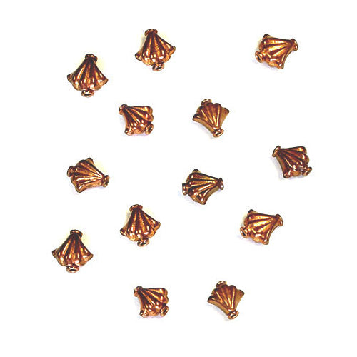 Fan Bead Antique Copper / 11 x 11 x 6mm / shaped like a five segmented fan