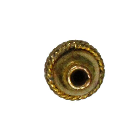 Double Saucer Bead Antique Brass / 10mm diameter / with a rope-like band around the center