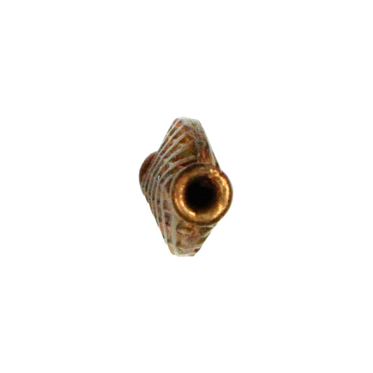 Leaf Bead Antique Copper / 17mm x 8mm x 4mm / flat oval shape / cross hatch mesh pattern