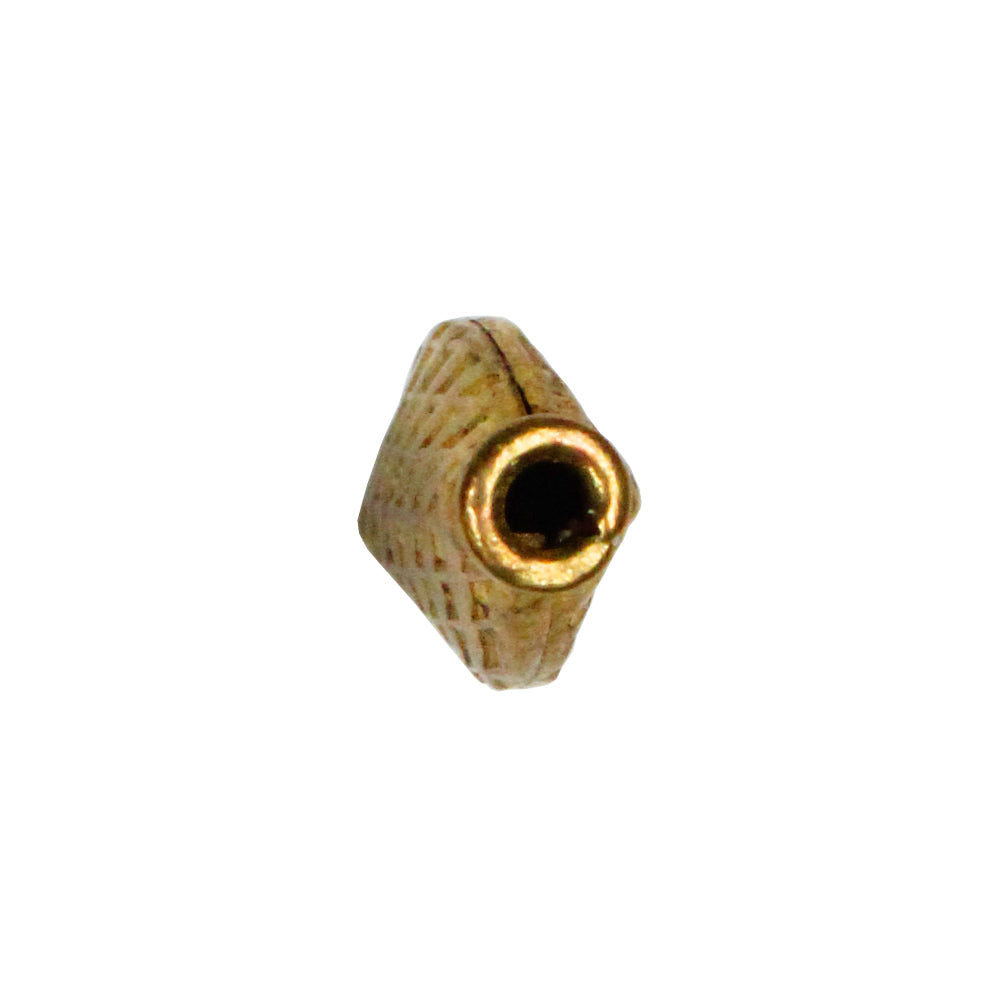 Leaf Bead Antique Brass / 17mm x 8mm x 4mm / flat oval shape / cross hatch mesh pattern