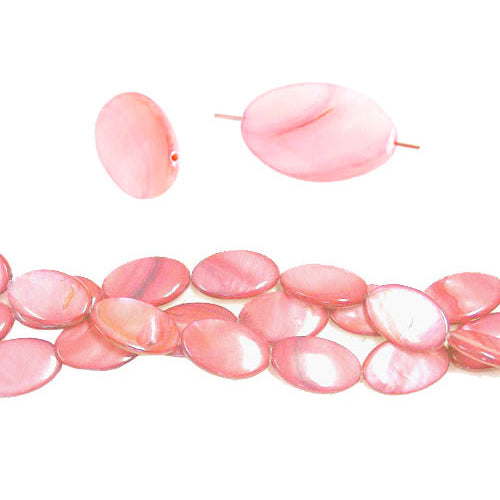PINK Oval Shell Beads / 8 Inch Strand / 25 x 15 x 4mm