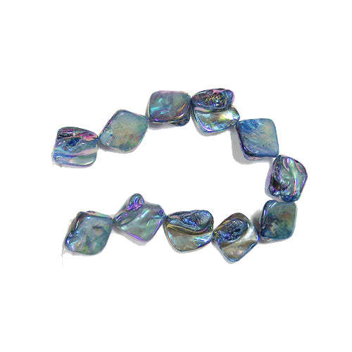 BLUE Nugget Shell Beads / 8 Inch Strand / permanently dyed glossy jewelry craft beads