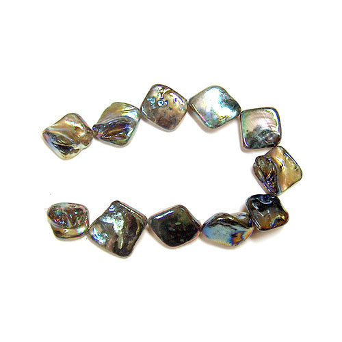 BLACK Nugget Shell Beads / 8 Inch Strand / permanently dyed glossy jewelry craft beads
