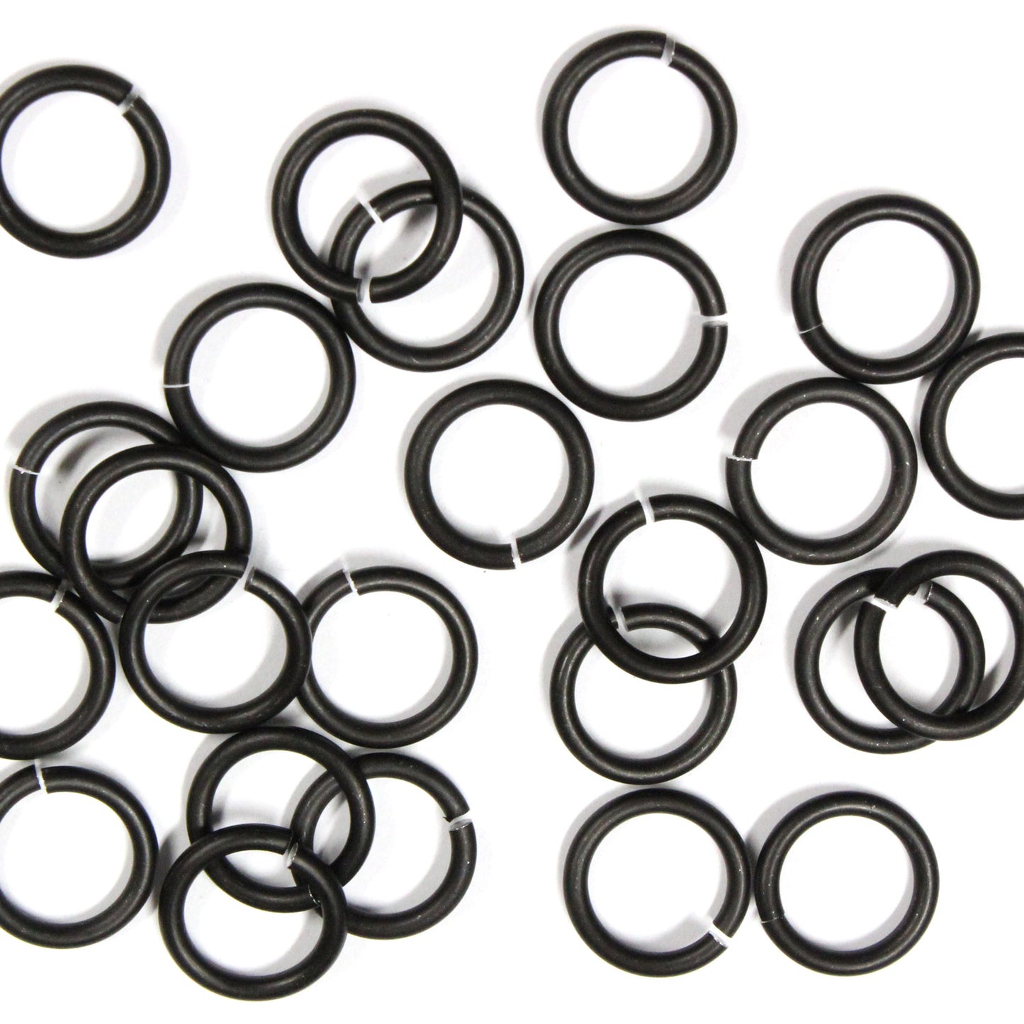 MATTE BLACK 10mm 12 GA Jump Rings / 100 Pack / sawcut round open anodized aluminum