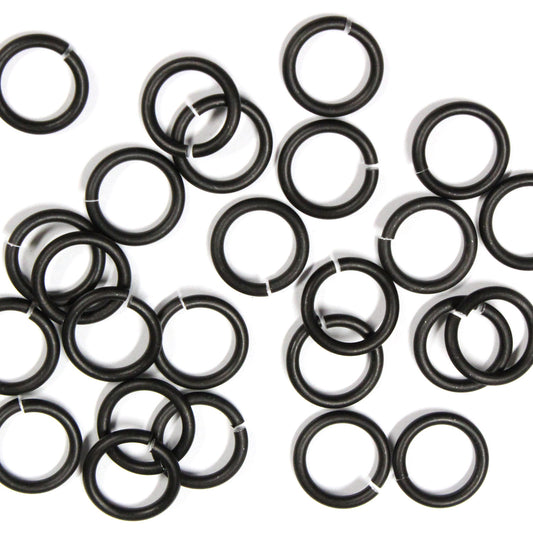 MATTE BLACK 10mm 12 GA Jump Rings / 100 Pack / sawcut round open anodized aluminum