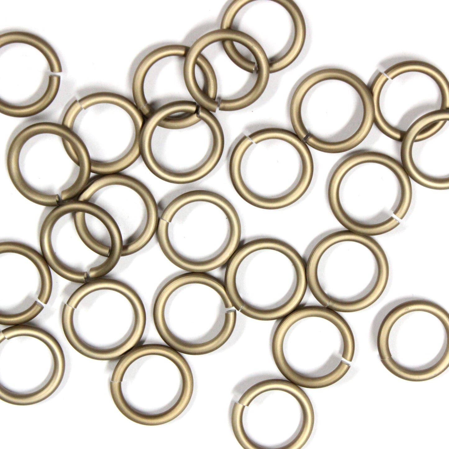 MATTE CHAMPAGNE 10mm 12 GA Jump Rings / 100 Pack / sawcut round open anodized aluminum