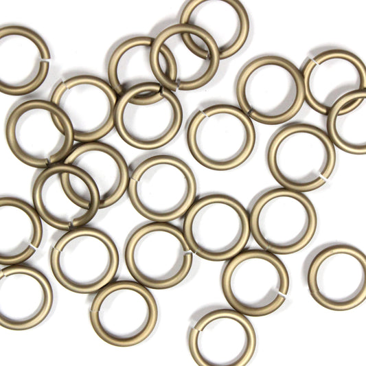 MATTE CHAMPAGNE 10mm 12 GA Jump Rings / 100 Pack / sawcut round open anodized aluminum