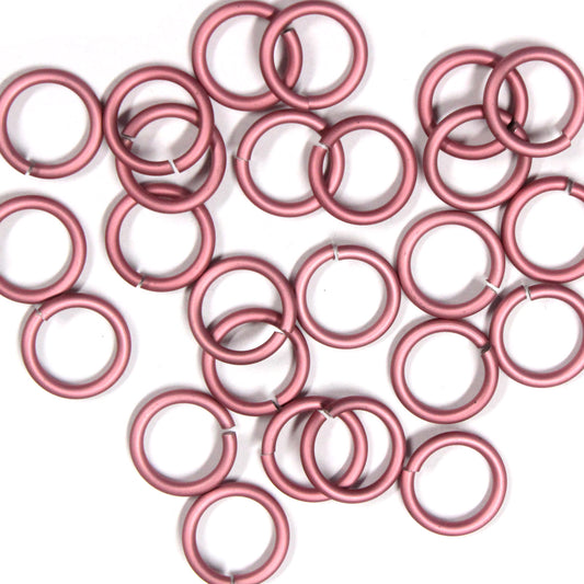 MATTE PINK 10mm 12 GA Jump Rings / 100 Pack / sawcut round open anodized aluminum